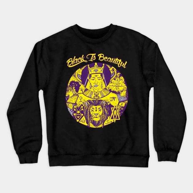 Yellow Purple Black King Wise King Black Is Beautiful Crewneck Sweatshirt by kenallouis